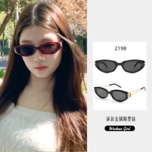 Retro Cat Eye Acetate Metal Sunglasses Nylon Lens UV400 Protection Unisex Eyewear for Streetwear