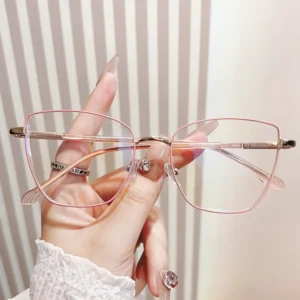 Retro Cross-border Metal Anti-blue Glasses Frame Cat’s Eye Flat Mirror