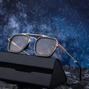 Retro Designer Custom Logo Square Metal Double Bridge UV400 Protection Shades Sun Glasses Sunglasses for Men