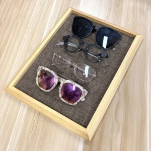 Retro Designer Eyeglasses Wooden Eyewear Organizer Storage Display Tray for Sunglasses Glasses Watch Boxes Cases