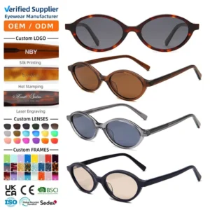 Retro Fashion Oval Tortoiseshell Full Rim TAC Lens UV400 Custom Acetate Polarized Sunglasses Light Weight Comfortable