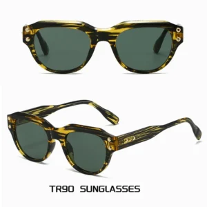 Retro Fashion Tr90 Sunglasses for Women Unisex Custom Blue Frame Luxury UV400 Sunglasses