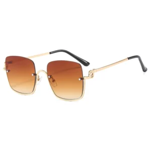 Retro Half Frame Metal Sunglasses for Men Women Large Frame Streetwear UV Protection Sun Glasses