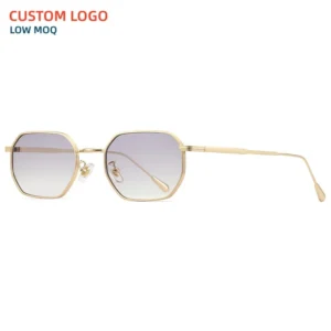 Retro Hexagon Metal Sunglasses Women Golden Wire Frame Octagon Gradient Lens Sun Glasses Custom Logo Vintage Sunglasses Bulk