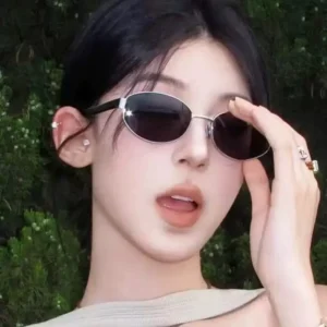 Retro High end Sunglasses UV400 Protection Custom Logo Small Metal Oval Frame Fashion Women’s