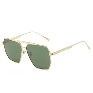 Retro Large Metal Frame Vintage Square Sun Glasses Classic Double Bridge Polarized Sunglasses