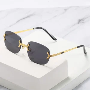 Retro Metal Colorful Rimless Anti-radiation Eyeglasses UV Protection Classic Frameless Sunglasses Women