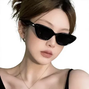 Retro Myopia Women’s UV400 Full Frame Cat Eye Sunglasses Black Small Frame for Travel Fashion & Party