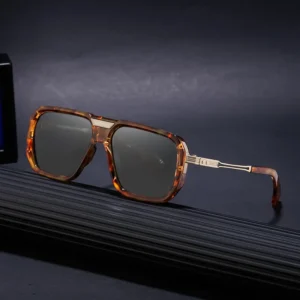 Retro Outdoor Square Sunglasses Custom Metal Frame Driving Sunglasses Men
