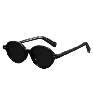 Retro Oval Black Frame UV400 Unisex Full Frame Outdoor Sunglasses