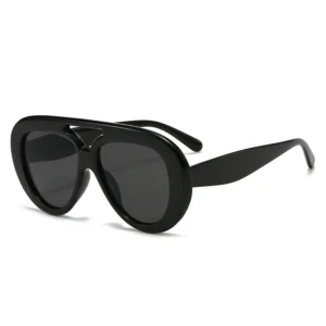 Retro Oval Outdoor Vacation Fashion Sunglasses Large Double Bridge Frame Lightweight Anti Ultraviolet Sunscreen Shades