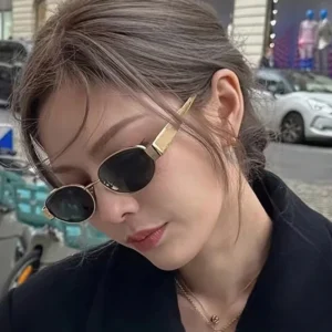 Retro Oval Sunglasses Women New Metal Full Rim UV400 Gold Silver Durable Comfortable Fashion Daily Outdoor Use