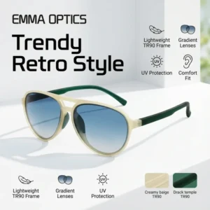 Retro Oval TR90 Polarized Unisex Classic Light Weight Comfortable Full Rim UV400 Protection