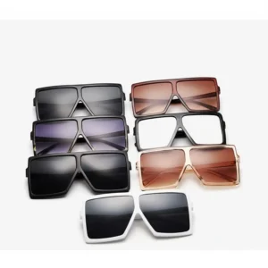 Retro Oversized Square Color Sunglasses with Metal Hinges Large Size Sun Protection