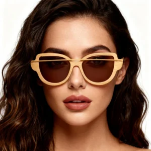 Retro Polarized Cat Eye Bamboo Sunglasses UV400 Handmade Wooden Shades Custom Logo