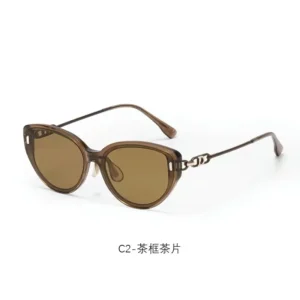 Retro Polarized Cat Eye Sunglasses with Large Frame for Both Men and Women