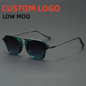 Retro Punk Small Square Metal Personalized Customizable Logo Sunglasses for Men and Women