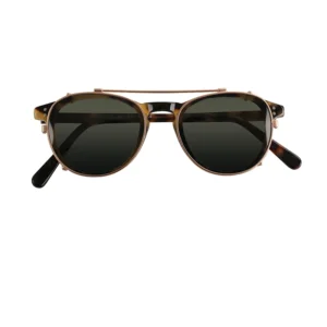 Retro Round Men Steampunk Acetate Frame Sun Glasses Flip up Sunglasses