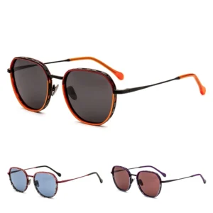 Retro Round Polarized Sunglasses for Unisex Anti Radiation Comfortable Full Rim Metal Frame UV Protection Driving Glasses