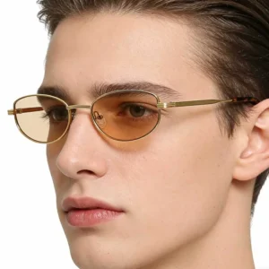 Retro Slim Oval Metal Sunglasses for Men and Women with UV400 Protection and Custom Logo Option