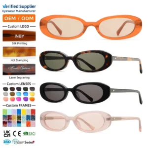 Retro Slim Oval Sunglasses Premium Acetate Shades EA2412001 High Quality CR39 UV400 Lenses Fashion Sunglasses