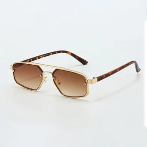 Retro Small Frame Metal Unisex Sunglasses Polarized UV400 Double-ridge