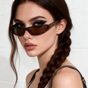 Retro Small Rectangle Narrow Frame Sun Glasses for Women Black Sporty Aesthetic UV400 Custom Sunglasses Private Label