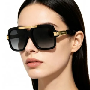 Retro Square Acetate Sunglasses Metal Trim Decoration Unisex Thick Rim Sunglasses UV400 Protection for Driving