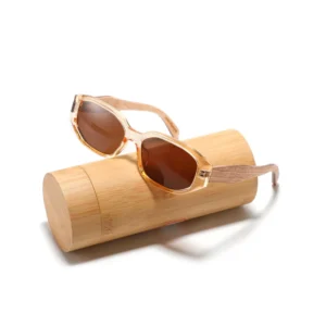 Retro Square Frame Custom logo Ebony Wood Temple Sunglasses Men Women TAC Polarized Uv400 Wooden Sunglasses