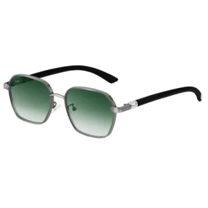 Retro Square Frame Sunglasses Men’s Wooden Mirror Leg Driving Sunglasses Trendy Glasses