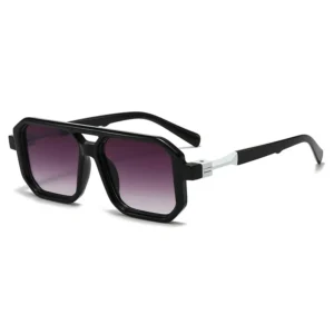 Retro Square-frame Sunglasses for Men Women Double-bridge Design UV400