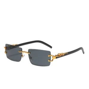 Retro Style UV400 Frameless Sun Glasses Vintage Luxury Trendy Men Women Wood Grain Polarized Anti Glare Fashion Sunglasses