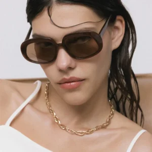 Retro Sun Glasses Trendy Acetate Sunglasses UV400 Lenses Custom Logo High Quality for Women and Men Light Brown Frame