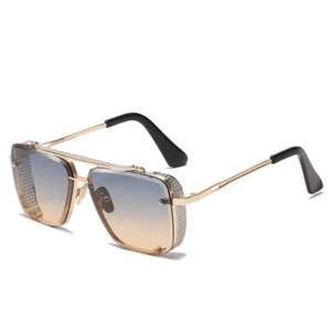 Retro Sunglasses for Men Women Gradient Metal Mesh Edge for European American Square Lenses UV400 Anti UV