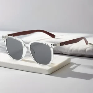 Retro Sunglasses with UV400 Lenses Customizable Logo on Lens High End PC Wooden Frame Big Face for Men and Women