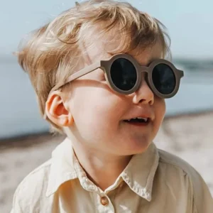 Retro Tea Color Cute Round Sunglasses Kids Sunglasses Kids Sunglasses Custom Loge