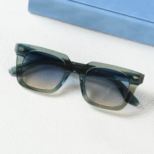 Retro Thick Square Acetate Sunglasses for Men Women Teal Gradient Lens