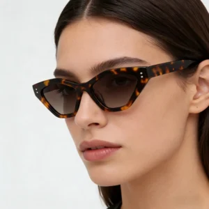 Retro Tortoiseshell Cat Eye UV400 Protection Bold Geometric Acetate Sunglasses for Women Men