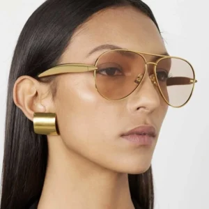 Retro Trendy Toad-Shaped Sunglasses for Women UV400 Gold Frame Street Fashion No-Makeup Feel