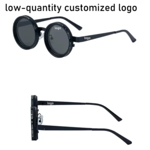 Retro Wrap Round Polarized Sunglasses Metal Frame Adjustable Anti Glare UV400 Eyewear for Men Women