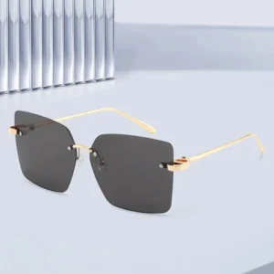 Rimless Frameless Metal Oversized Sunglasses UV400 Protection for Unisex