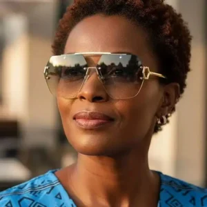 Rimless Hexagonal Sunglasses Gold Double Bridge UV400 Fashion Decoration Sun Glasses