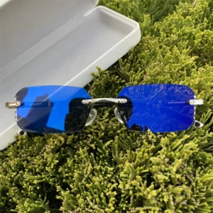 Rimless Photochromic Glasses for Women UV400 Small Rectangle Polygon Diamond TR90 Lunett Photogray Optical Anti Blue Light
