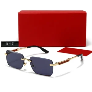 Rimless Sunglasses Diamond Cut Vintage Wooden Leg Sunglasses