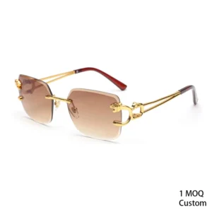 Rimless Tiger Design Sunglasses for Men & Women UV400 Square Metal Frame Multi Colors Logo Custom 1pc Min
