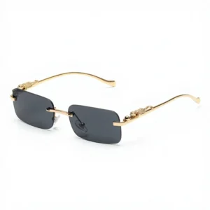 Rimless UV400 Square Metal Sunglasses for Men Women Outdoor