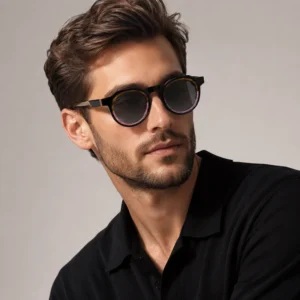 Round Acetate Sunglasses for Men Women Retro TAC Polarized Gradient Lens Vintage Keyhole Frame OEM ODM Custom Logo Manufacturer