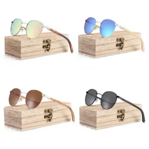 Round Classic Wooden Sunglasses Colored TAC Sun Glasses Unisex High Quality Factory Sunglasses