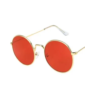 Round Frame Fashion Metal Unisex Street Popular Steampunk Copper Sunglasses