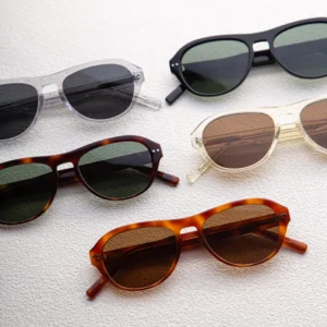 Round Light-Colored Clear Glasses Customizing Recycled Thick Acetate Frame Sunglasses for Men and Women